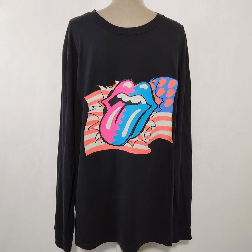 The Rolling Stones Steel Wheels Unisex Size XXL Black Long Sleeve Cotton T-Shirt